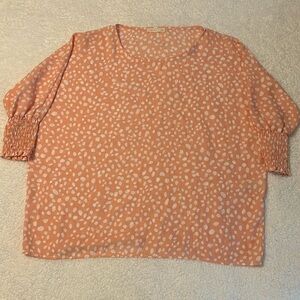 Smocked Sleeves Tunic Top Pink & White 1635